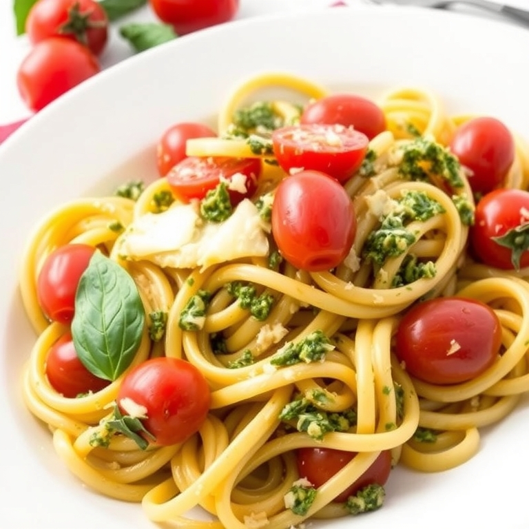 Pasta with Pesto and Cherry Tomatoes